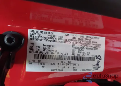 2017 Ford Focus Sel z USA, uszkodzony, nr VIN 1FADP3H20HL225376